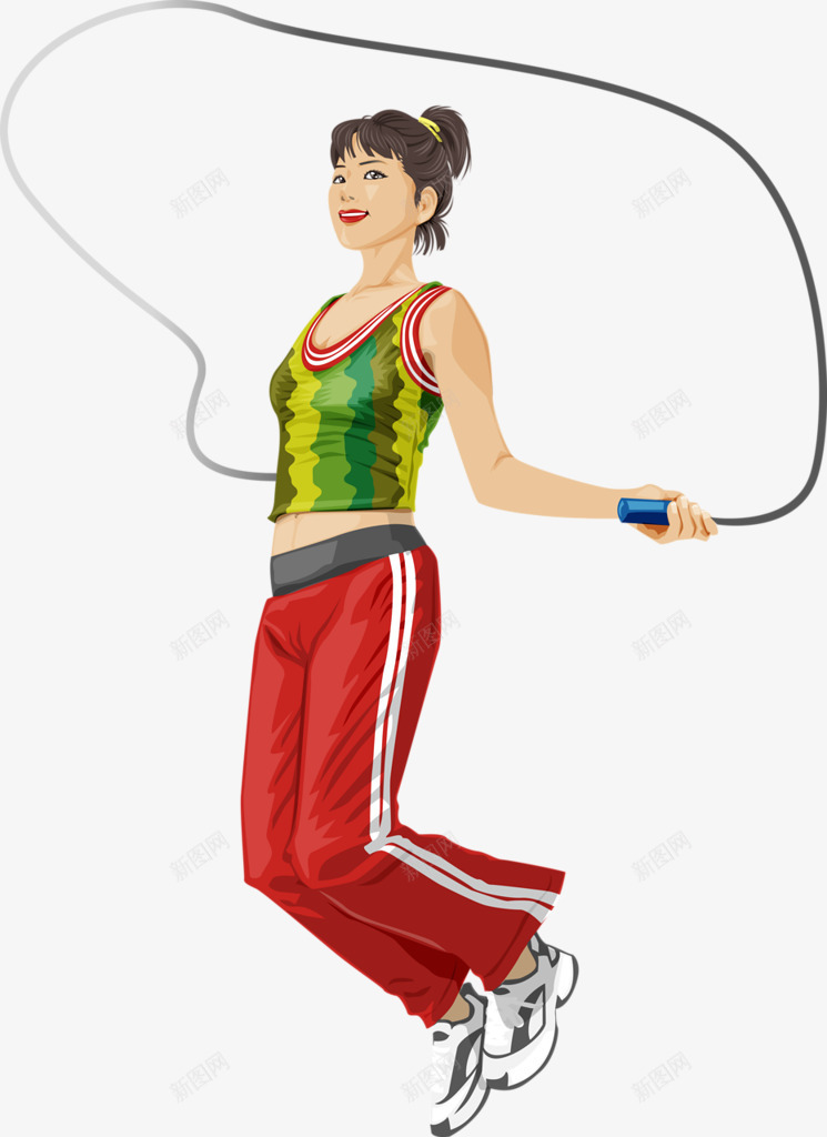 美女在跳绳png免抠素材_新图网 https://ixintu.com 健身 卡通 卡通人物 滑雪 美女 跳绳 运动