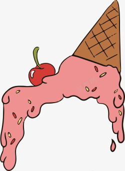 融化的冰淇淋粉色卡通融化甜筒高清图片