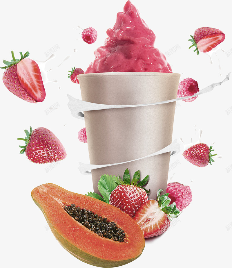 红色简约草莓冰淇淋装饰图案png免抠素材_新图网 https://ixintu.com 免抠PNG 冰淇淋 简约 红色 草莓 装饰图案