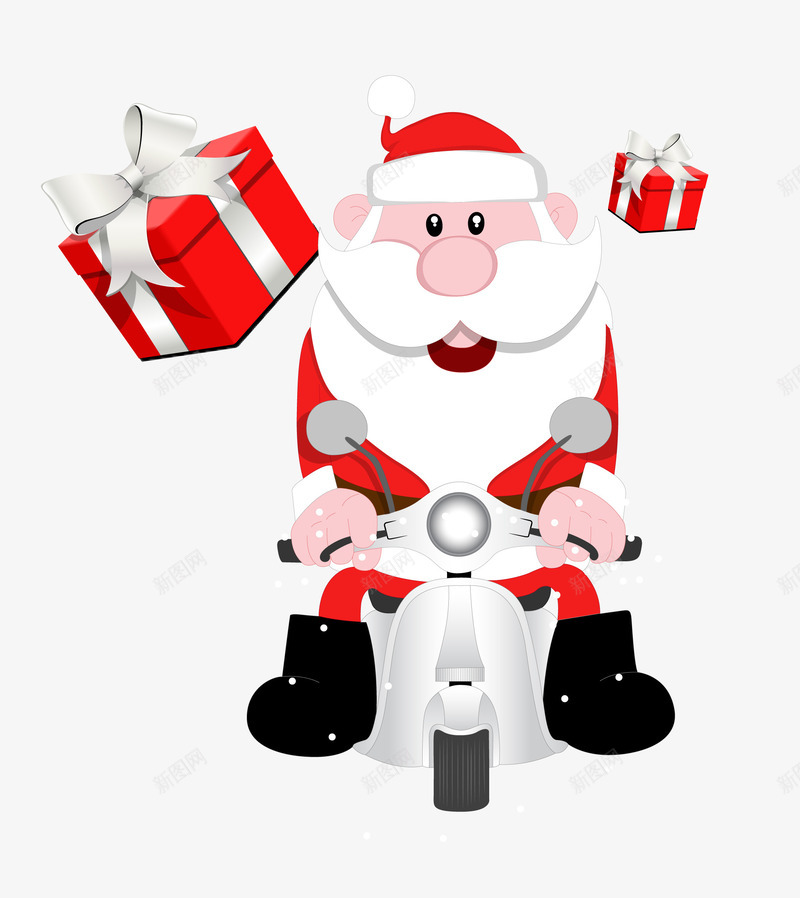 骑着摩托车送礼物的圣诞老人png免抠素材_新图网 https://ixintu.com 卡通手绘 圣诞老人 圣诞节 摩托车 礼物