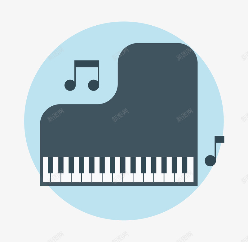 钢琴与音符矢量图eps免抠素材_新图网 https://ixintu.com 创意 扁平化 钢琴 音符 矢量图