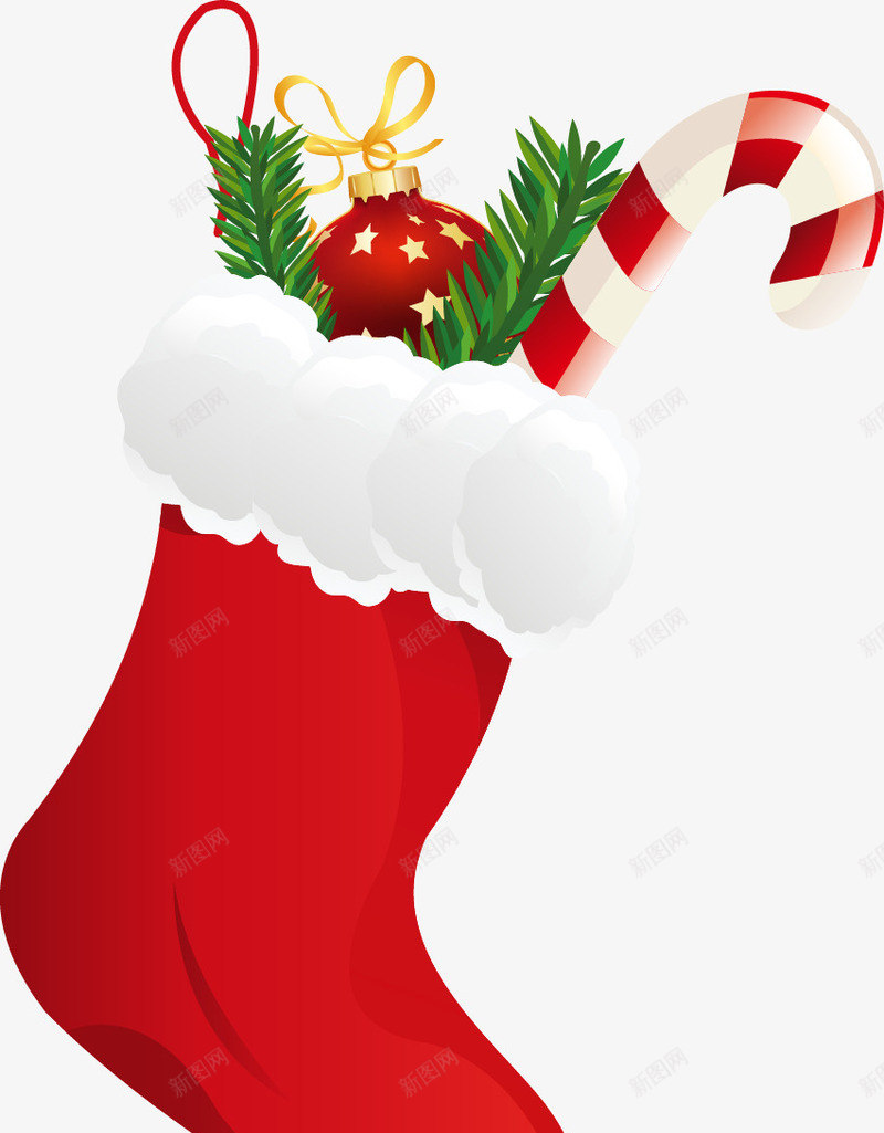 红色长筒圣诞袜礼物png免抠素材_新图网 https://ixintu.com 圣诞袜 礼物 红色 长筒