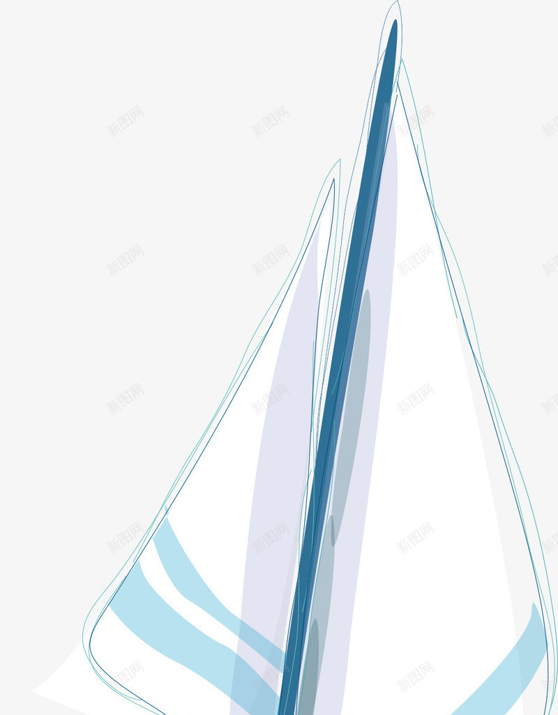 手绘白色帆船png免抠素材_新图网 https://ixintu.com AI 交通工具 卡通 帆船 线条 船 蓝色