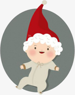小孩服饰带红色圣诞帽的婴儿高清图片