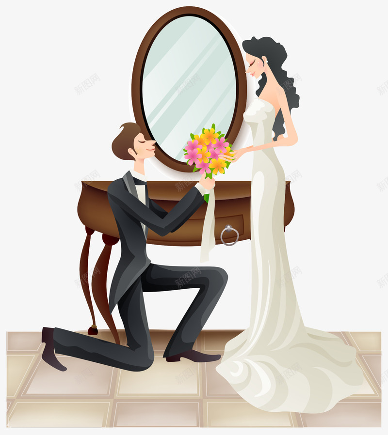 求婚情侣png免抠素材_新图网 https://ixintu.com 求婚 结婚 镜子