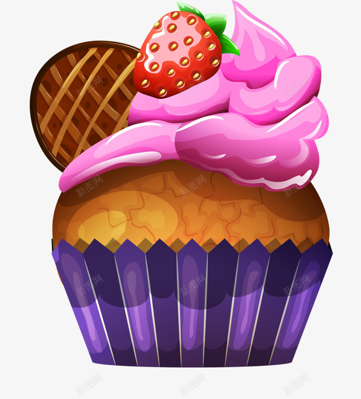 卡通冰淇淋png免抠素材_新图网 https://ixintu.com 冰淇淋 卡通 紫色 草莓