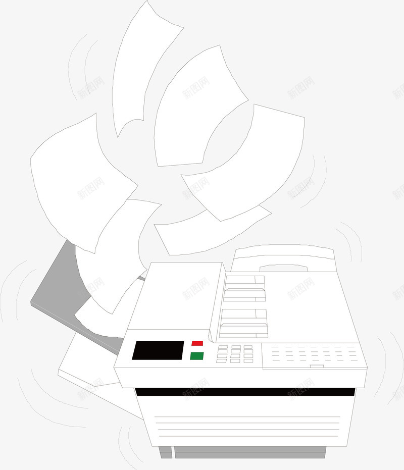 飞扬的纸矢量图ai免抠素材_新图网 https://ixintu.com 打印机 机器 纸张 飞扬 矢量图