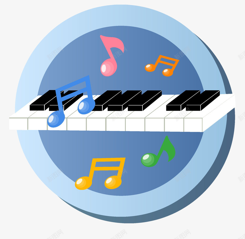 手绘钢琴键png免抠素材_新图网 https://ixintu.com 乐器 手绘 琴键 蓝色几何圆 钢琴 音乐 音符 黑白钢琴键