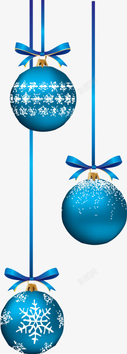 蓝色雪花冬季圣诞球挂饰矢量图素材
