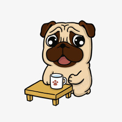 QQ宠物小狗喝茶高清图片