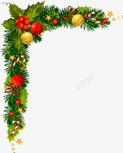 冬季彩球圣诞节松枝框架高清图片