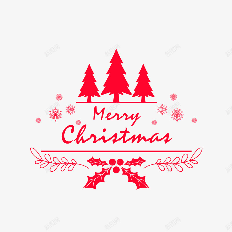 圣诞节快乐英文艺术字png免抠素材_新图网 https://ixintu.com 圣诞树 圣诞节 植物装饰 红色 节日 英文字体