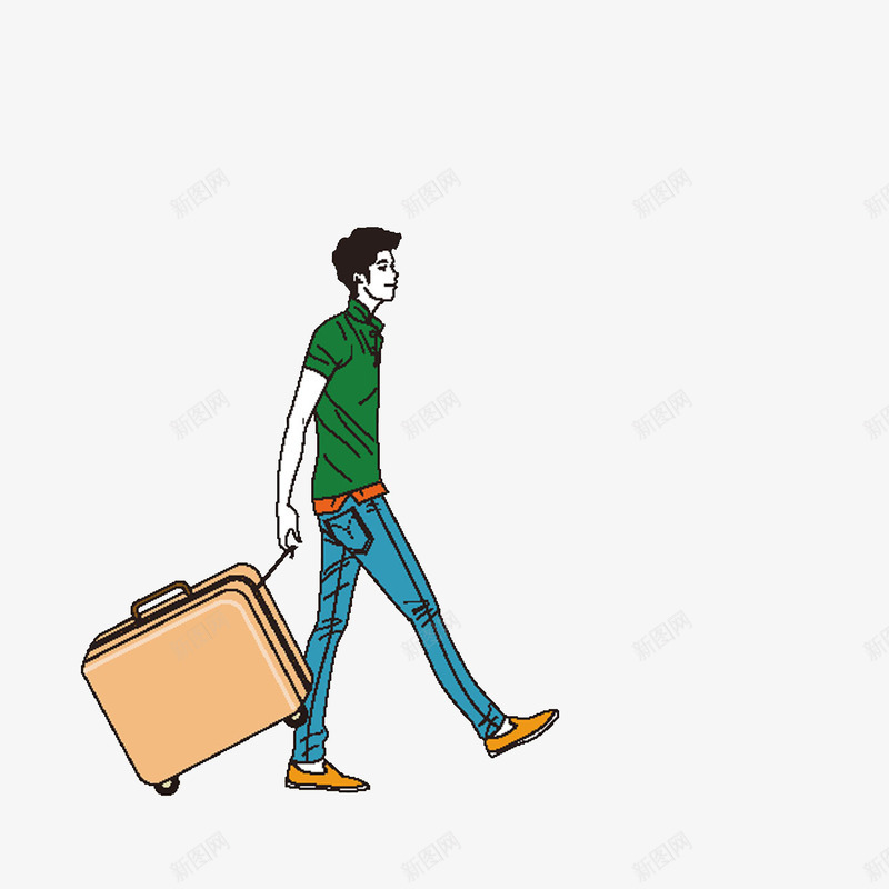 拉着行李箱旅游的男子png免抠素材_新图网 https://ixintu.com 拉着行李箱旅游的男子 拉行李箱的人 插画 衣着休闲的男子
