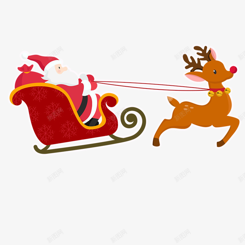 骑鹿节日png免抠素材_新图网 https://ixintu.com 圣诞PNG 圣诞老人 圣诞节 小车 小鹿 节日 骑鹿