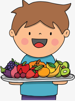 端着彩虹食物的孩子矢量图素材