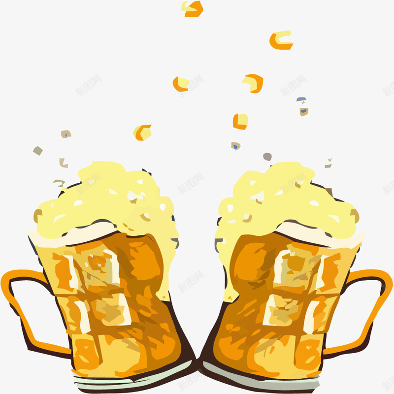 手绘啤酒杯png免抠素材_新图网 https://ixintu.com 啤酒 手绘插画 矢量素材 酒杯 酒杯png 黄色