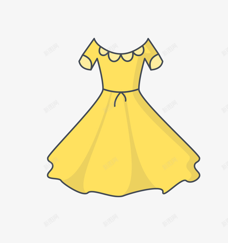 黄色长裙可爱服饰图标png_新图网 https://ixintu.com 令人喜欢 可爱 大方 女生 小小的 简单 简洁 腰带 长裙 黄色