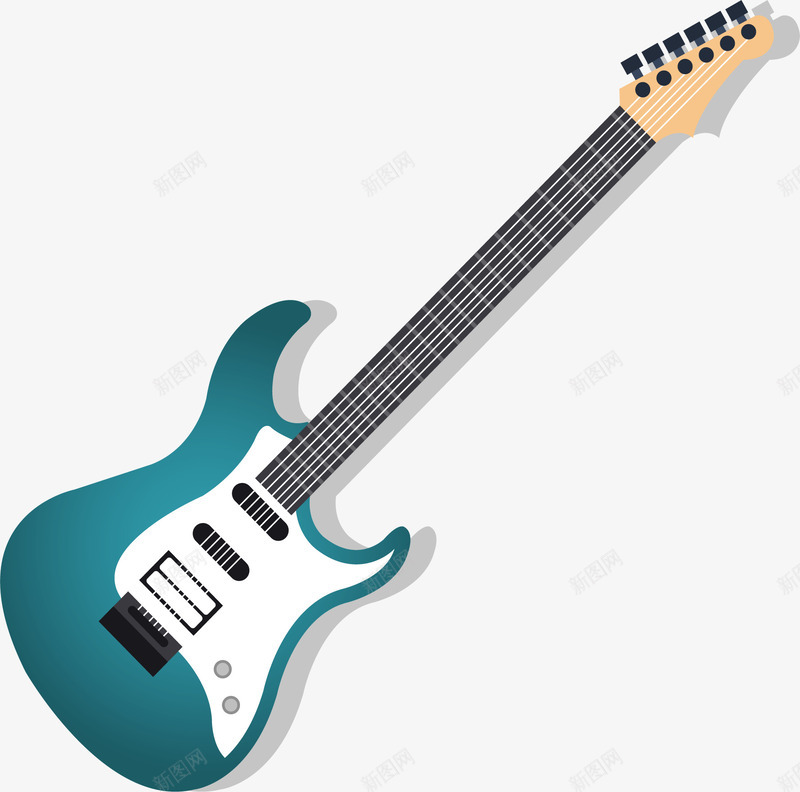 绿色电吉他png免抠素材_新图网 https://ixintu.com 电吉他 电声乐器 矢量素材 绿色 绿色吉他 音乐节