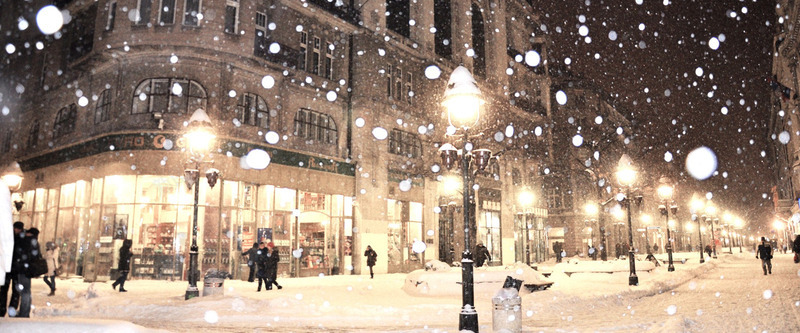 街景png免抠素材_新图网 https://ixintu.com 商店 英伦 行人 雪 马路