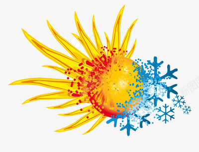 冰与火的结合图标png_新图网 https://ixintu.com 冰与火的碰撞 天气 太阳 标识 雪片