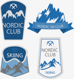 北欧俱乐部手绘4个蓝山图标矢量图高清图片