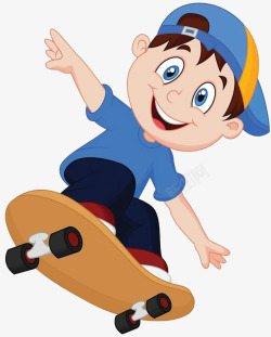小孩笑开心玩滑板高清图片
