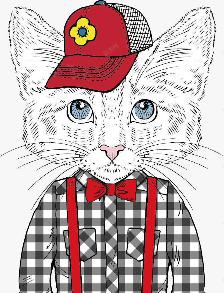 可爱戴帽子的小猫矢量图ai免抠素材_新图网 https://ixintu.com 创意 卡通 可爱 小猫 彩色图 戴帽子 手绘 手绘图 矢量图
