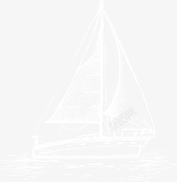 帆船线描元素素材