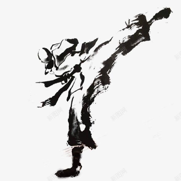 水墨绘画psd免抠素材_新图网 https://ixintu.com 人物画 水墨绘画 跆拳道人物