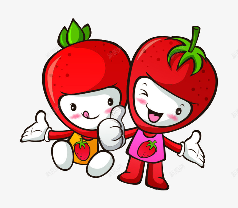 卡通草莓姐妹png免抠素材_新图网 https://ixintu.com 双胞胎 姐妹 水果 草莓