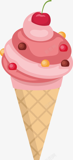 冰淇淋设计图卡通草莓味冰淇淋图矢量图高清图片