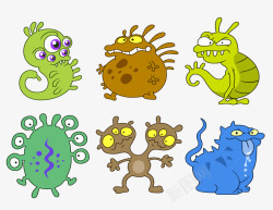 卡通病毒细菌矢量图素材