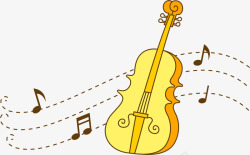 黄色小提琴手绘小提琴高清图片