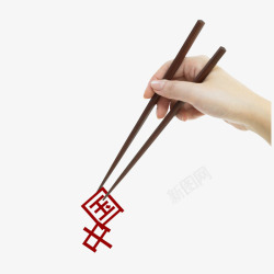 木质筷子中国字体手势素材