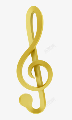古典艺术素材3D立体金色音符图标高清图片