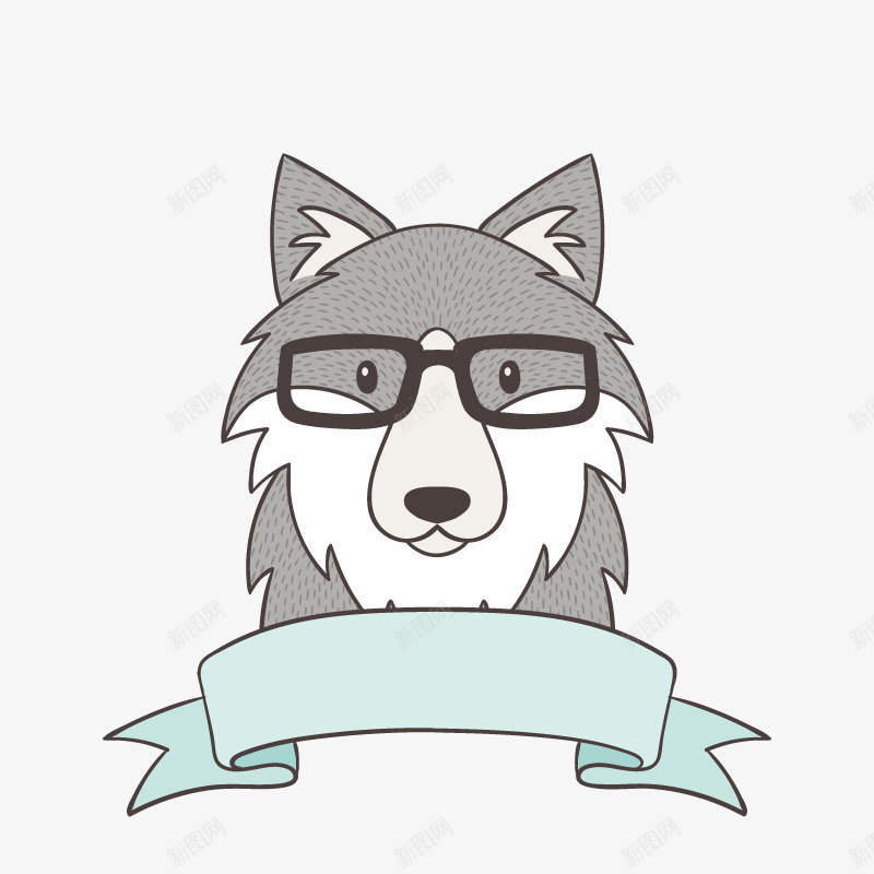 一只狼矢量图ai免抠素材_新图网 https://ixintu.com 卡通 头狼 手绘 横幅 眼镜 矢量图