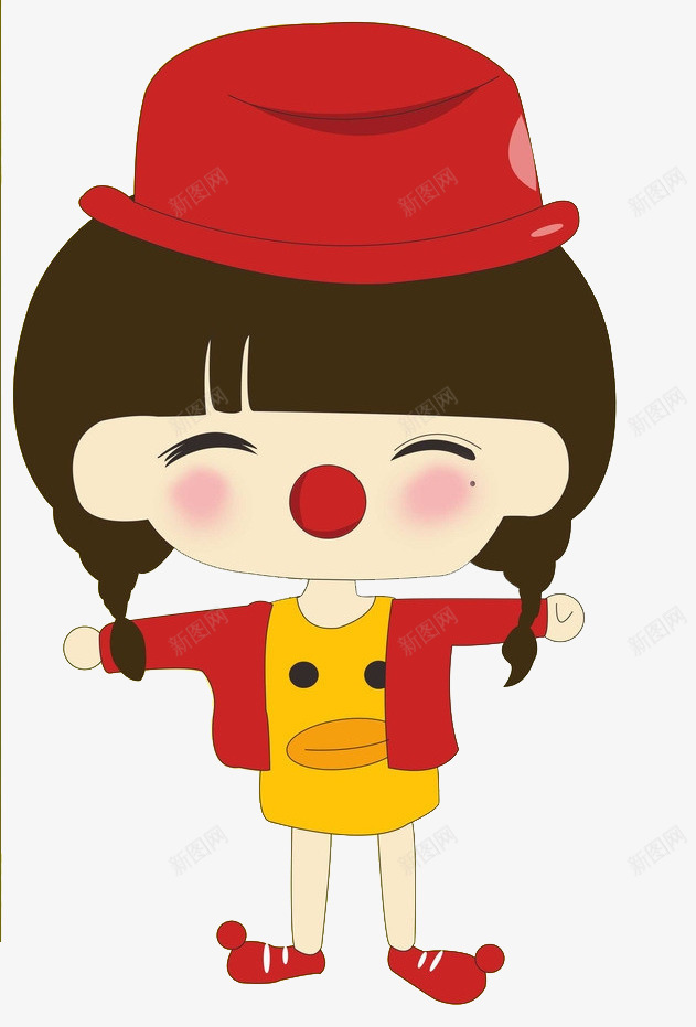 微笑美女png免抠素材_新图网 https://ixintu.com 卡通 彩色 拥抱 红帽子