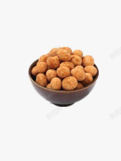 一碗怪味花生png免抠素材_新图网 https://ixintu.com 休闲零食 吃的 好吃 深色陶瓷碗 花生 食物