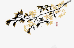 中国风花角手绘花纹背景高清图片