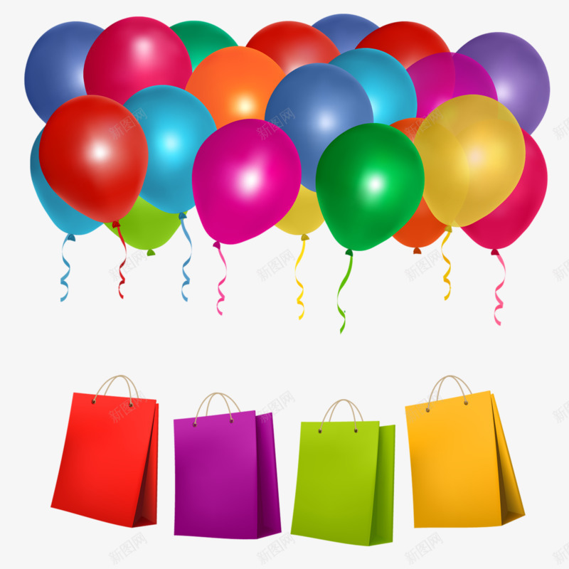 气球和购物袋png免抠素材_新图网 https://ixintu.com 儿童 卡通 商场促销 打折 气球 生日 节日