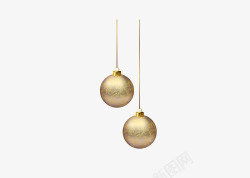 悬挂的球金色圣诞节装饰悬挂球高清图片