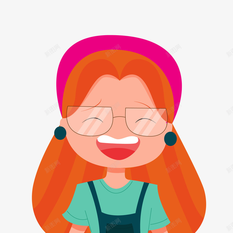 橙色头发女子表情头像矢量图ai免抠素材_新图网 https://ixintu.com 人物设计 卡通画 大笑的女孩 头发 橙色 矢量图