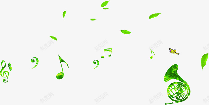 绿色创意春天音符树叶乐器png免抠素材_新图网 https://ixintu.com 乐器 创意 春天 树叶 绿色 音符 音符花边