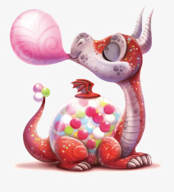 糖果机粉色吹泡泡糖的龙高清图片