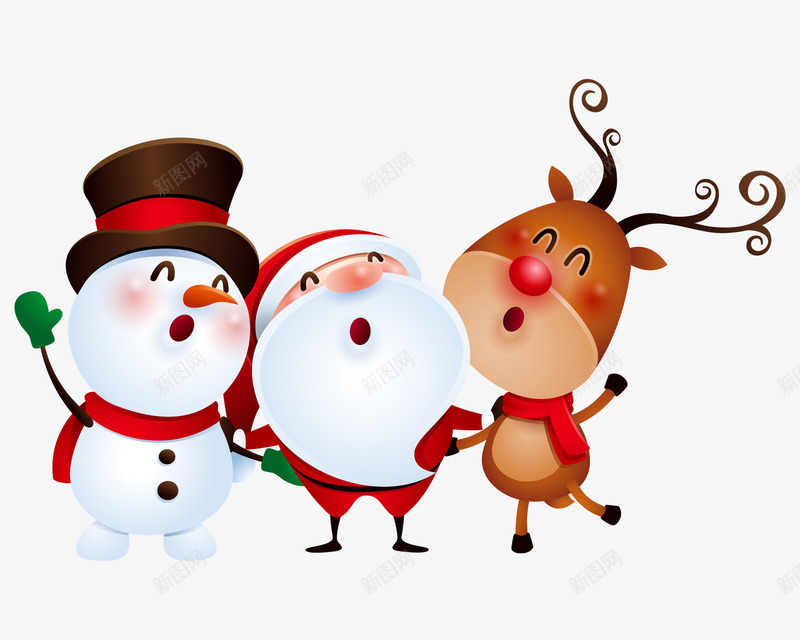在一起的圣诞老人麋鹿png免抠素材_新图网 https://ixintu.com 圣诞老人 圣诞节 精美装饰 红色 雪人 驯鹿 麋鹿
