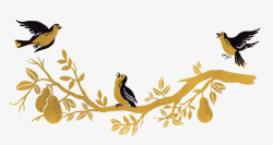 金色小鸟树枝上的鸟高清图片