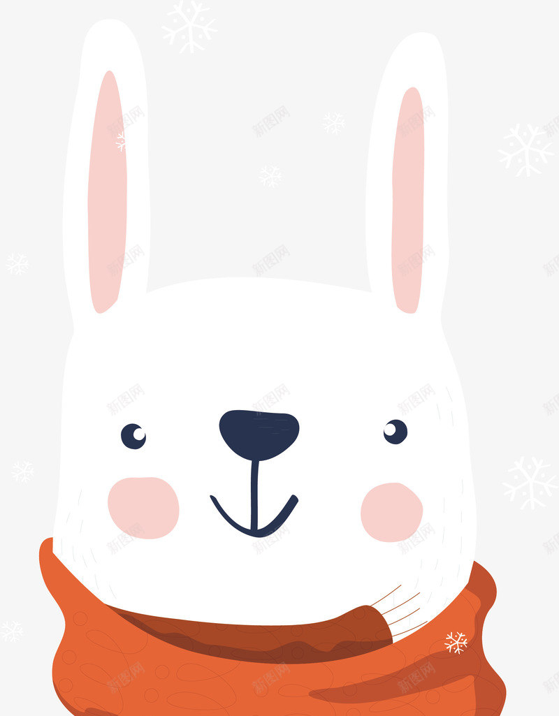 圣诞节卡通手绘系围巾白兔png免抠素材_新图网 https://ixintu.com 兔子 冬季 动物 卡通 卡通可爱小动物 圣诞节 小动物 白兔 红围巾 萌