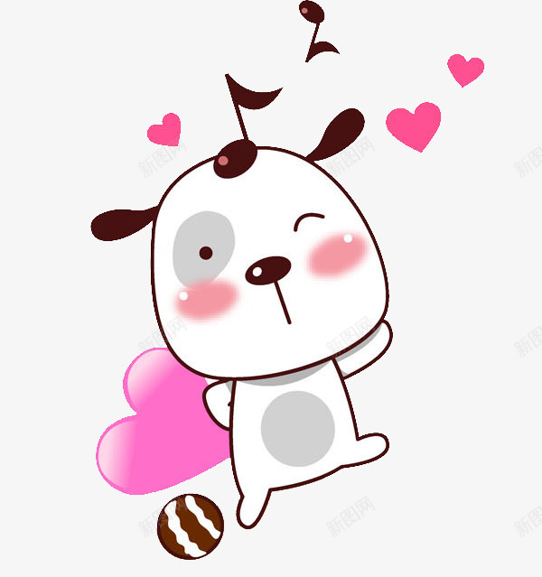 卡通拿着爱心的小狗图png免抠素材_新图网 https://ixintu.com 卡通 可爱的 呆萌的 小狗 巧克力 插图 爱心 音符