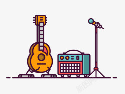 卡通矢量吉他乐器高清图片