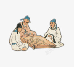 中国风古代文人下围棋素材